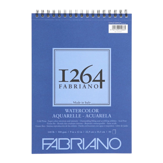 Fabriano 1264 Watercolor Pad Spiral Bound — 9 × 12 in