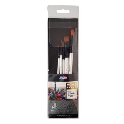 Zieler® Premium Mixed Media Brush Wallet (Set of 5)