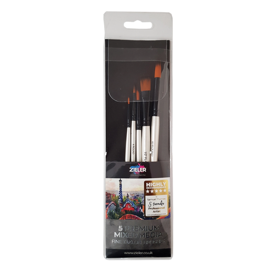 Zieler® Premium Mixed Media Brush Wallet (Set of 5)
