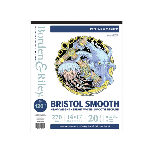 Borden & Riley 120P Bristol Pad - 14" x 17"