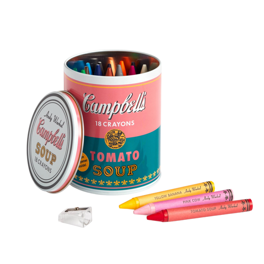 Andy Warhol Soup Can Crayons + Sharpener
