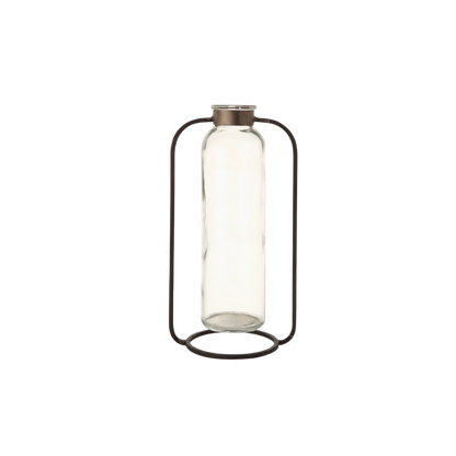 Glass Vase in Metal Stand