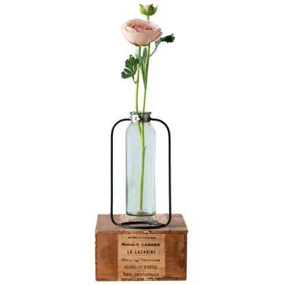 Glass Vase in Metal Stand