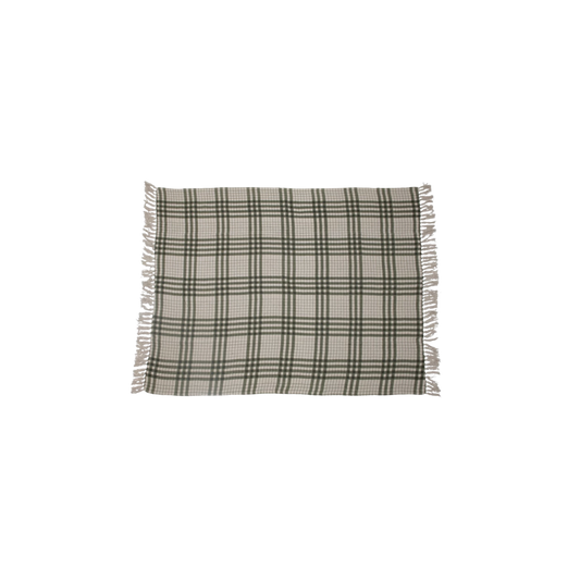 Woven Printed Plaid Throw with Fringe - Green and Cream