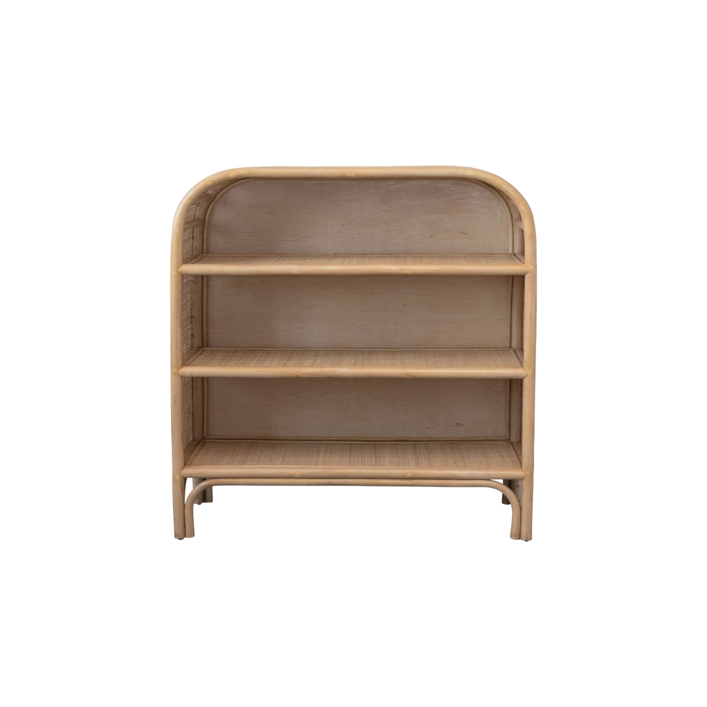 Handmade Rattan Shelf with Curved Top and 3 Shelves