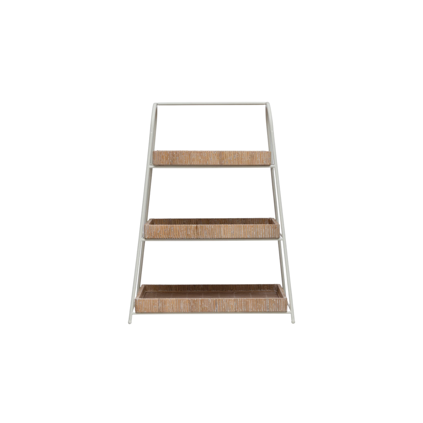 Decorative Metal, Wood and Bamboo 3-Tier Tray with Removable Trays