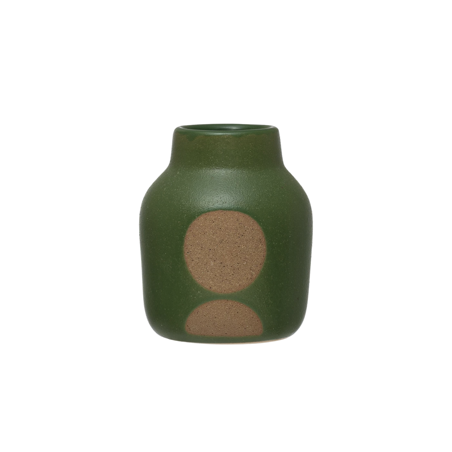 Stoneware Vase with Circle Design in Green