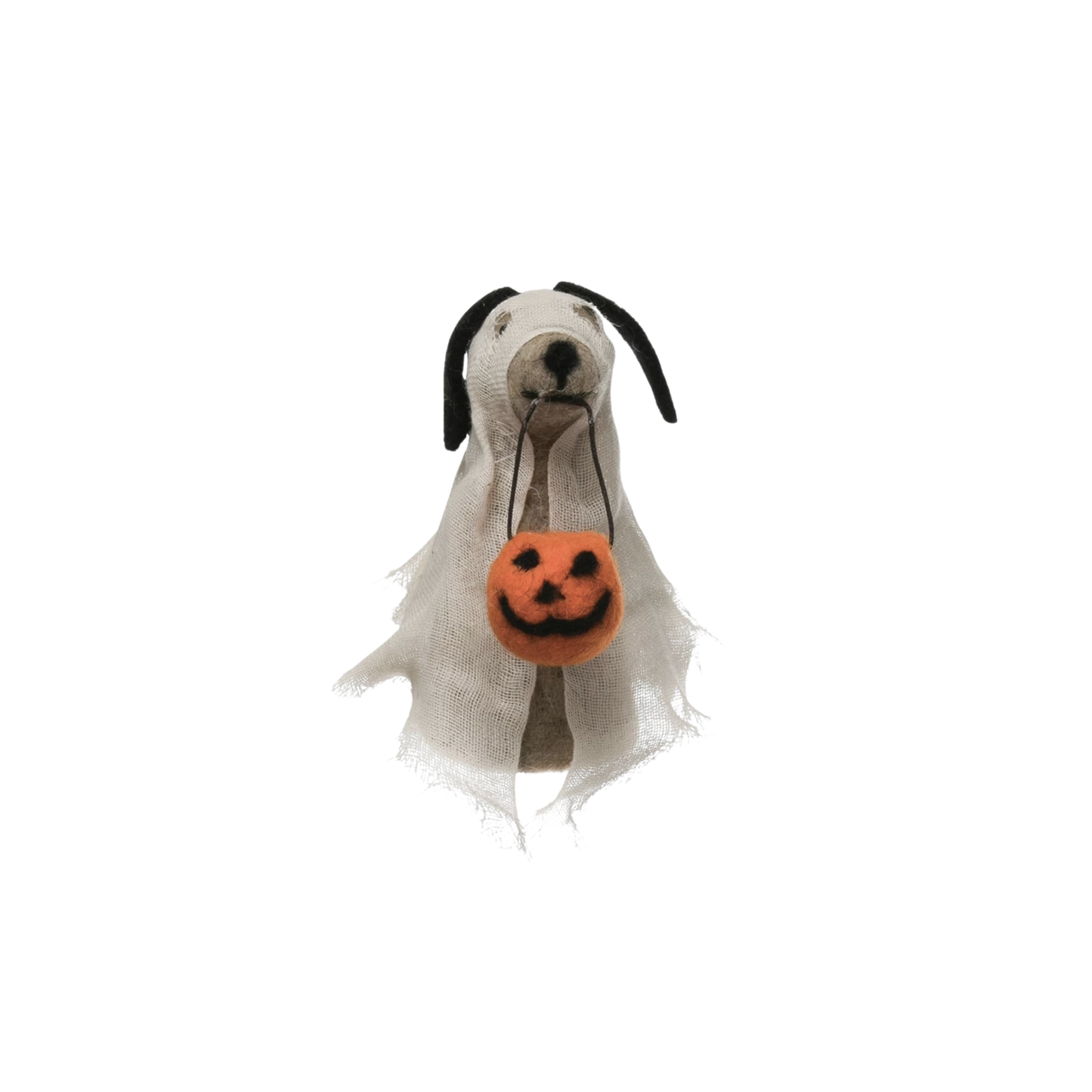 Wool Felt Dog in Ghost Costume