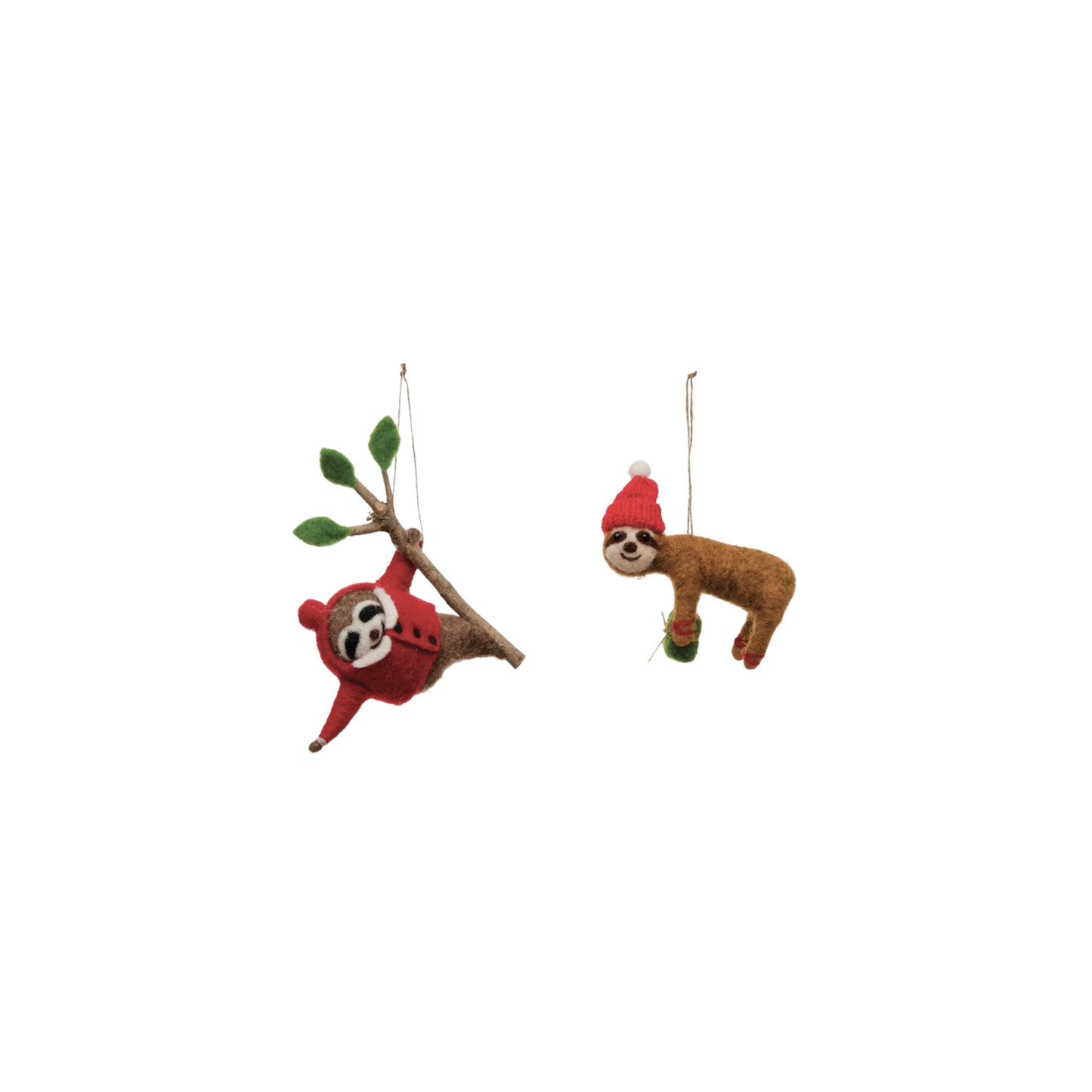 Wool Felt Sloth Ornament