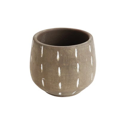 Terracotta Planter with Hand-Painted Lines