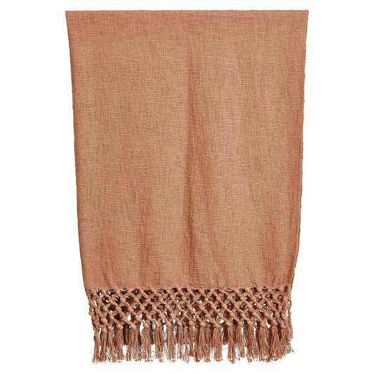 Woven Cotton Throw w/ Crochet & Fringe