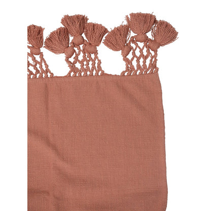 Cotton Throw with Crochet & Tassels - Coral