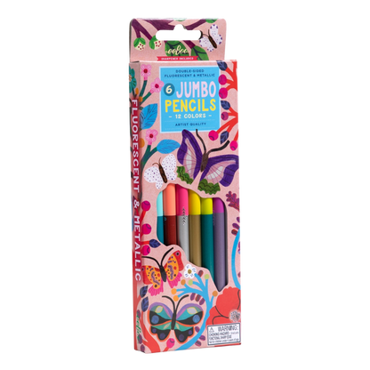 Butterflies 6 Jumbo Double-Sided Pencils