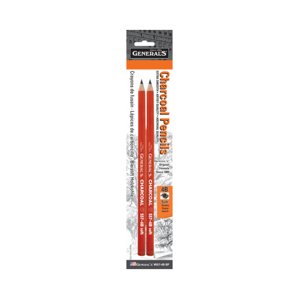 General Pencil Charcoal Pencil 4B Blister Pack