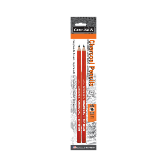General Pencil Charcoal Pencil 4B Blister Pack