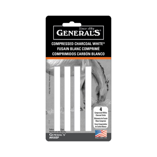 General Pencil Compressed White Charcoal Sketching Stick Set of 4