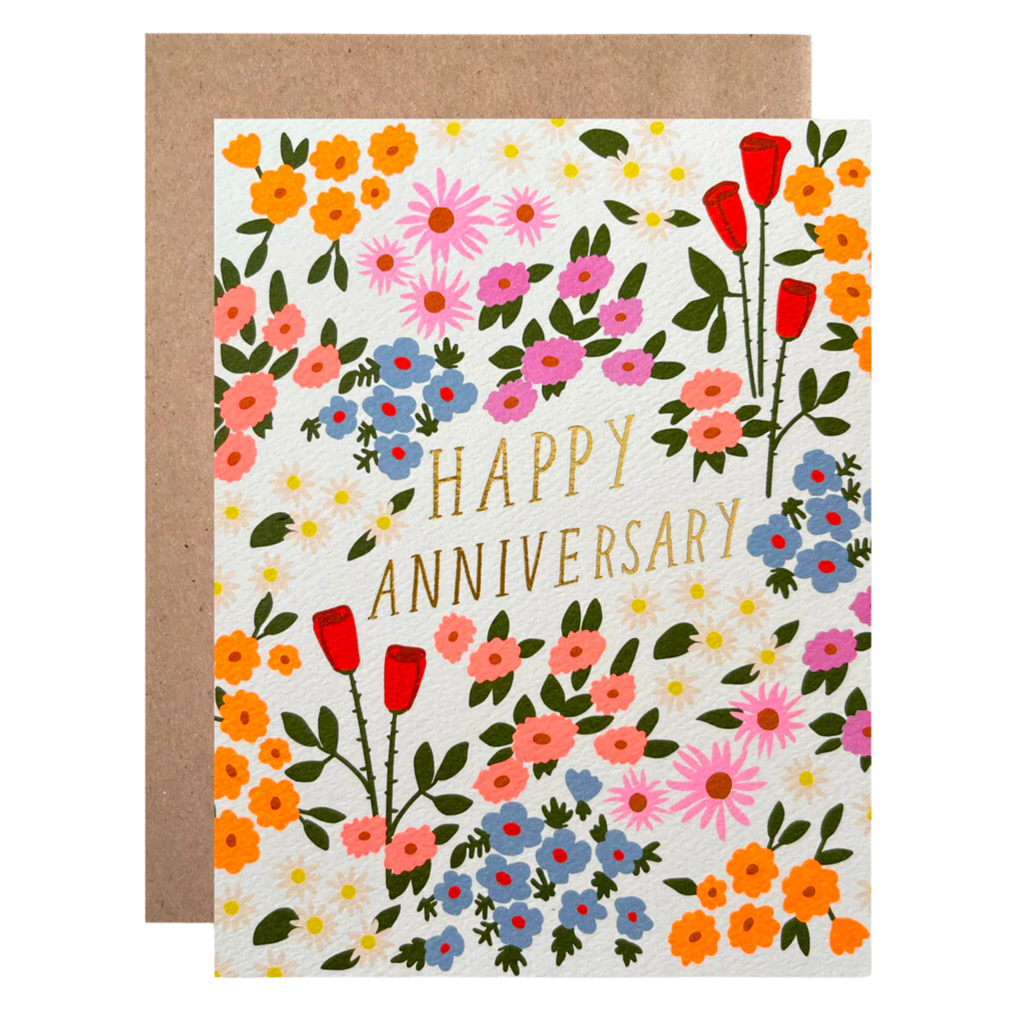 Anniversary Summer Garden Card with Gold Foil