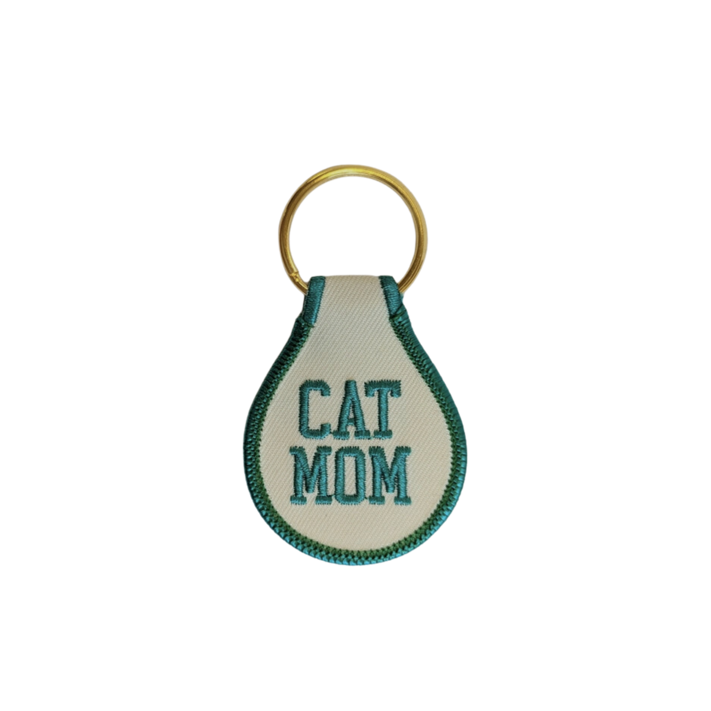 Cat Mom Embroidered Key Tag