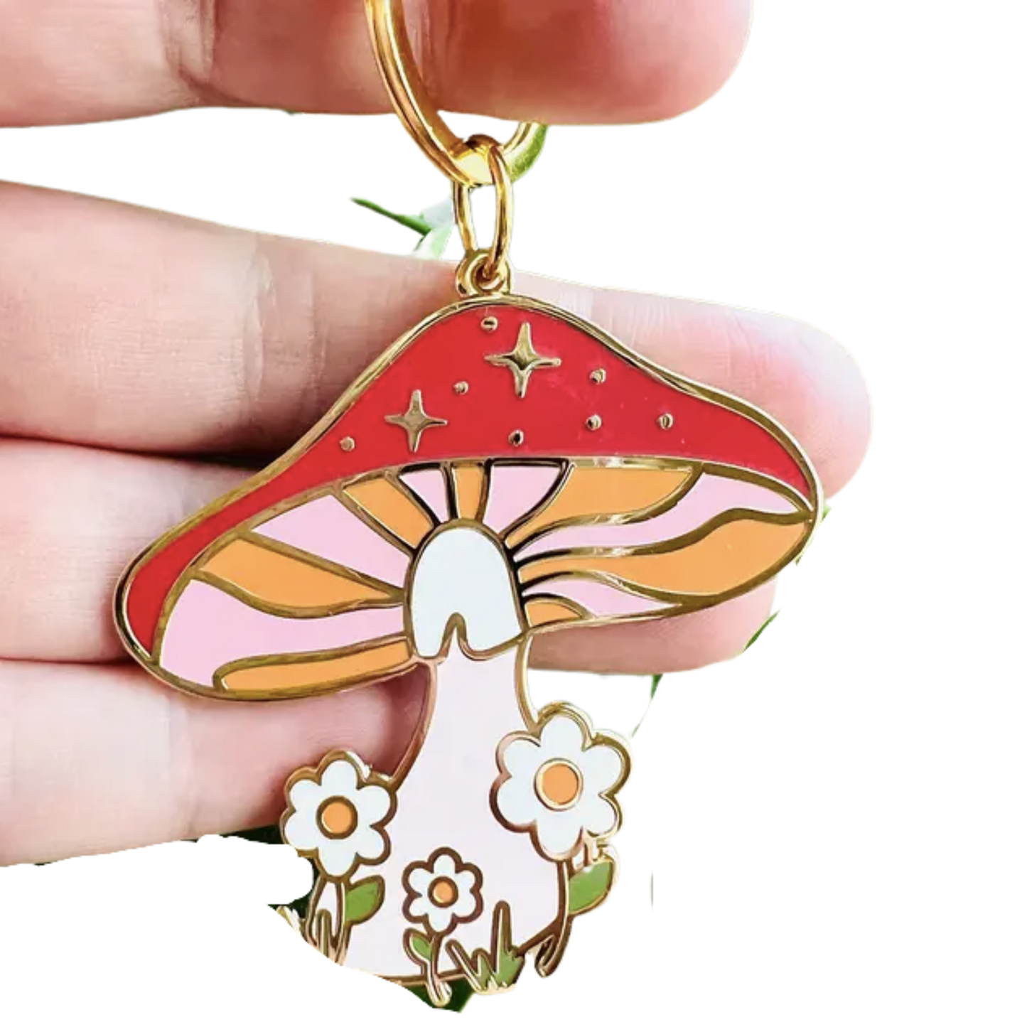 Mushroom-Retro Enamel Keychain