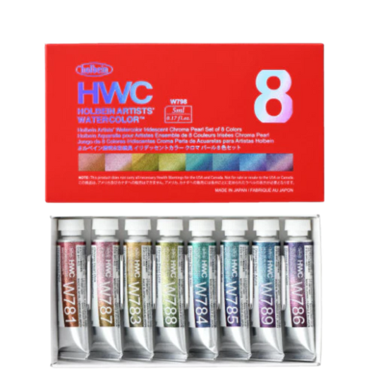 Holbein Artists' Watercolor Chromashine Pearl Set of 8 - 5ml