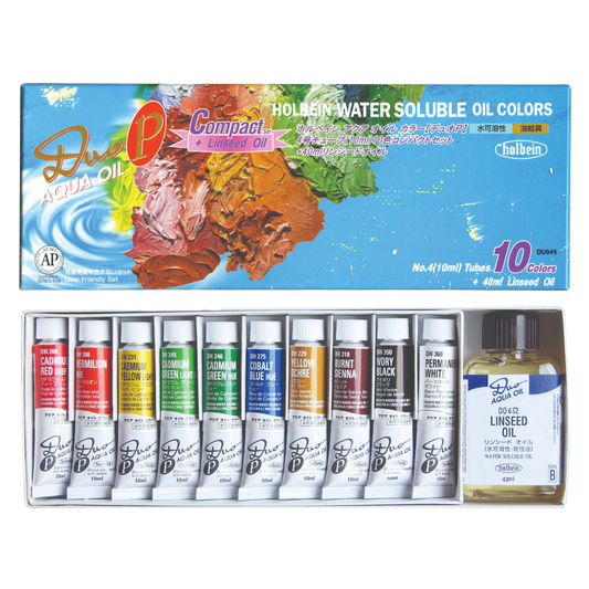 Duo Aqua Oil Compact Set of 10 - 10ML with 40ML Linseed Oil