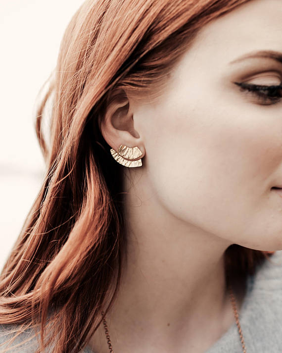 Syma Studs Ear Jacket// Brass Earrings