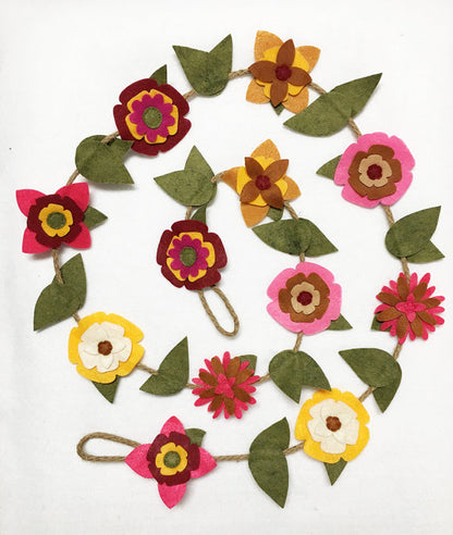 Felt Flower Garland, Autumn Bloom with Rustic Twine // By Red Marionette