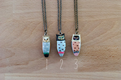 Great Horned Owl Necklace Brass Chain