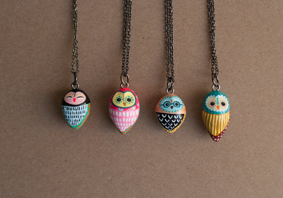 Barn Owl Necklace Gunmetal Chain
