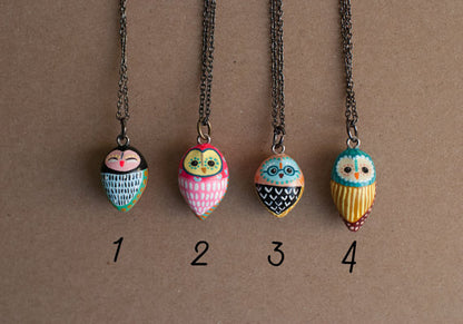 Barn Owl Necklace Gunmetal Chain