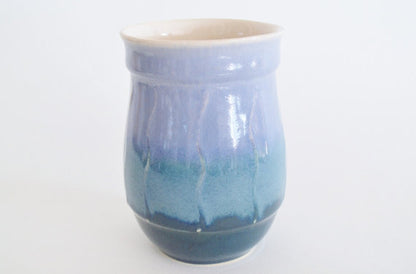 Ceramic Travel Mug with Lid- Tri-Color: Blues- 16oz