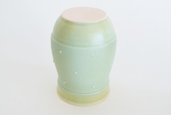 Ceramic Travel Mug with Lid- Turquoise Dots- 16oz