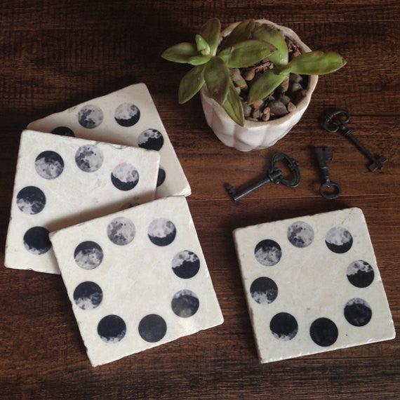Moon Phases Coasters // Set of 4