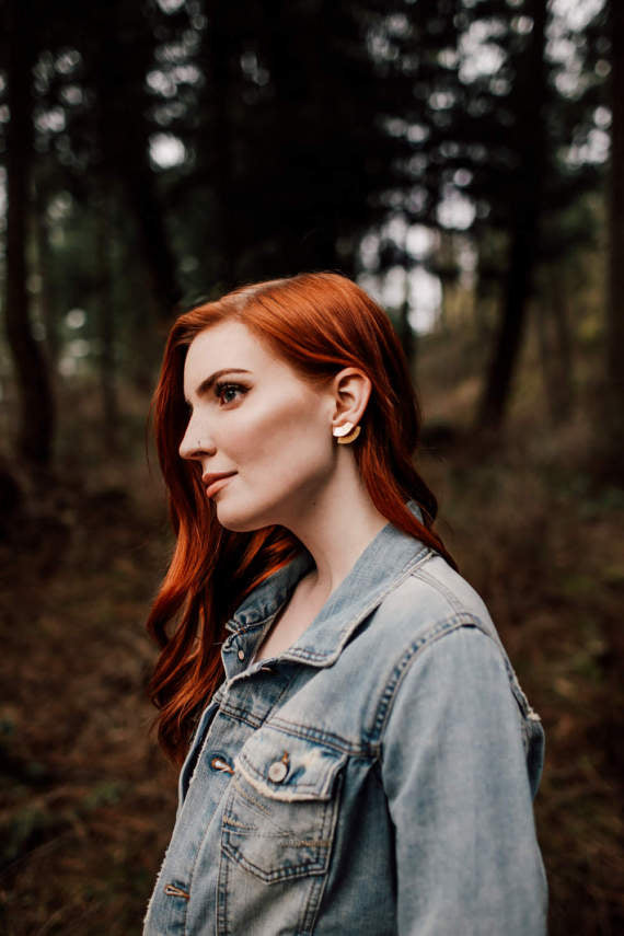 Syma Studs Ear Jacket// Brass Earrings