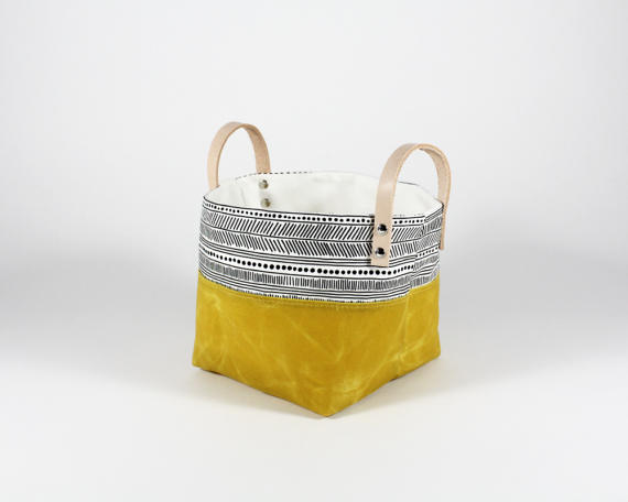 Marigold Waxed Canvas Fabric Basket