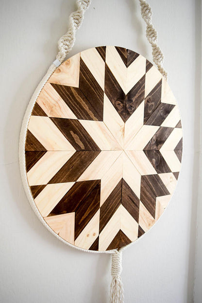 Wood and Macrame Wall Hanging -   // by Roaming Roots Studio