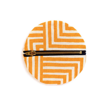 Golden Yellow Small Circle Pouch- Geometric Modern Wallet
