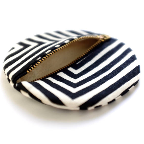 Black Small Circle Pouch- Geometric Modern Wallet