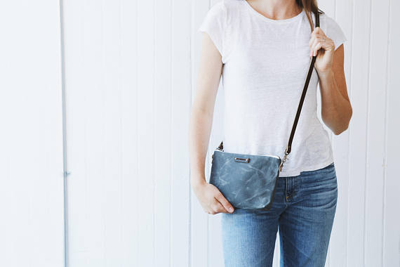 Waxed Canvas Mini Crossbody Bag