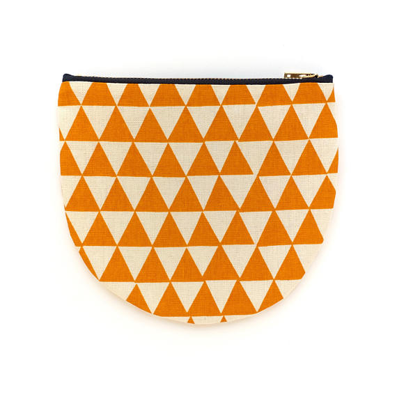 Golden Yellow Round Zip Pouch- Geometric Modern Zip Wallet