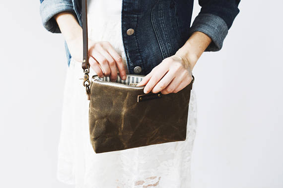 Waxed Canvas Mini Crossbody Bag
