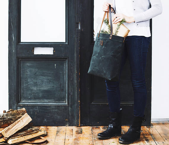 Waxed Canvas Tote Bag