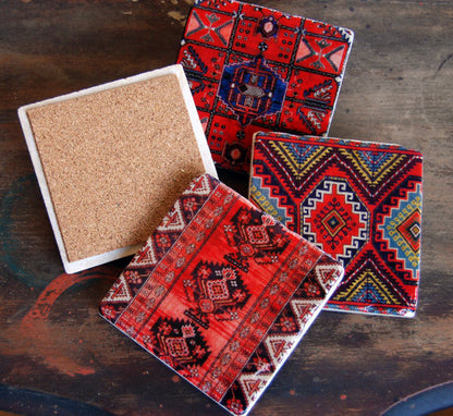 Kilim Stone Coasters // Set of 4