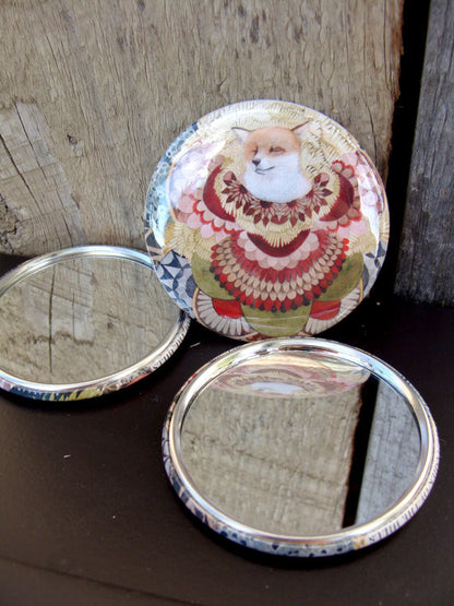 Asleep in the Quilted Forest: The Fox - Pocket Mirror