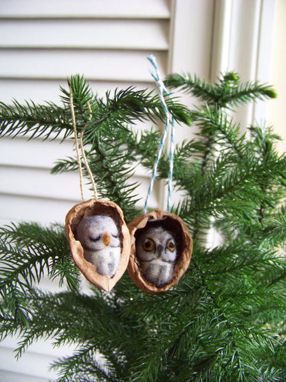 Great Horned Owl in Walnut Heirloom Ornament