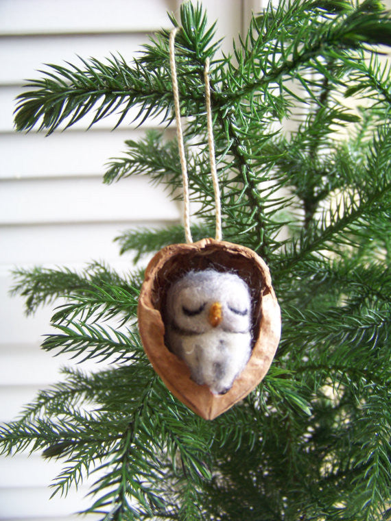 Great Horned Owl in Walnut Heirloom Ornament
