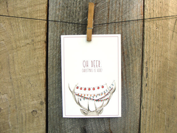 Oh Deer, Christmas is Here! - Greeting Card