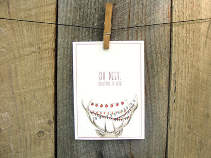 Oh Deer, Christmas is Here! - Greeting Card