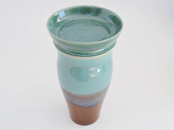 Teal and Stoneware Travel Mug