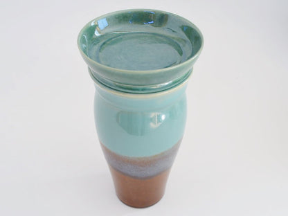 Teal and Stoneware Travel Mug